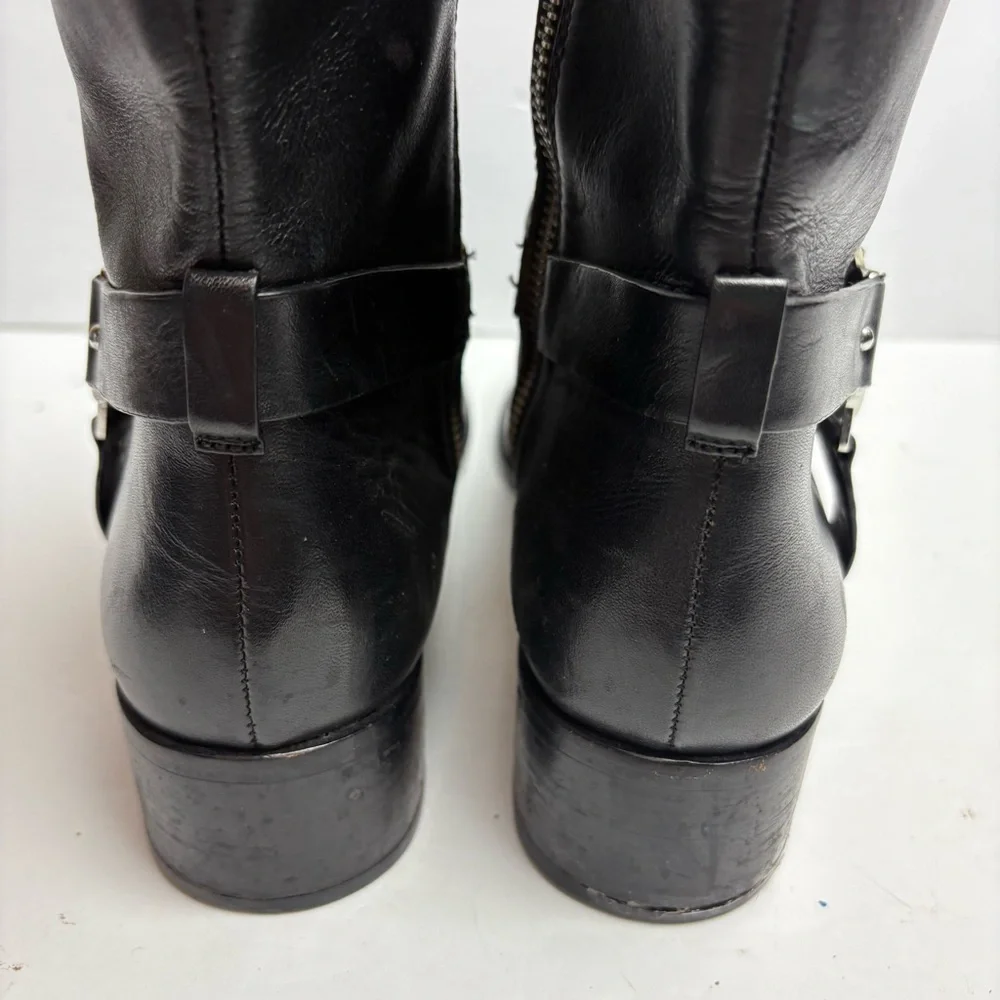 Michael Kors Black Leather Boots with Logo Harness Women’s size 8